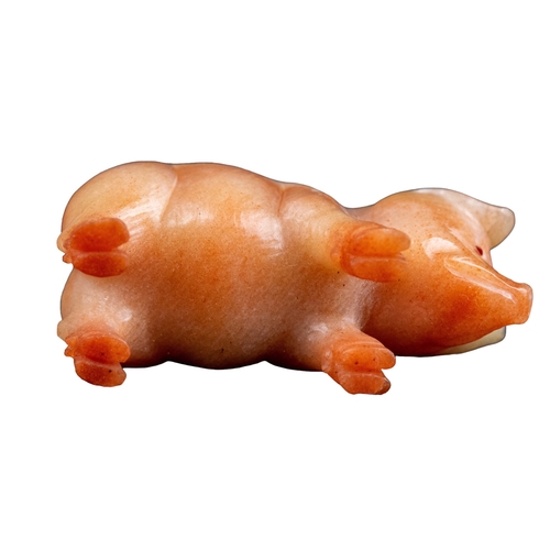 76 - Carl FabergéCirca 1900A fine realistically carved aventurine quartz model of a pig with ruby eyes (A... 