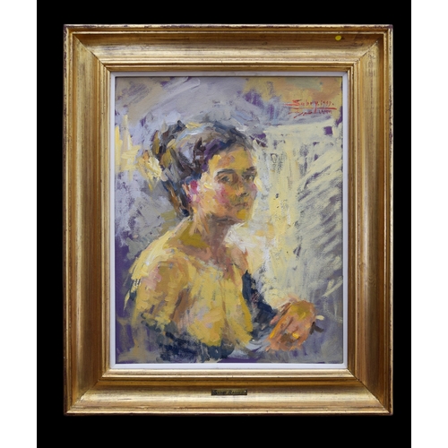 78 - Sabry Ragheb (Egyptian, 1920 - 2000)Woman in contemplationOil on canvasSigned upper rightFrom the Dr... 