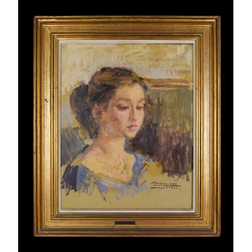 79 - Sabry Ragheb (Egyptian, 1920 - 2000)Woman in mauveOil on canvasSigned and dated lower rightFrom the ... 