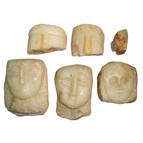 90 - South Arabian (?)A group of six carved alabaster headsProvenance:Private Collection of Dr. Mohammed ... 