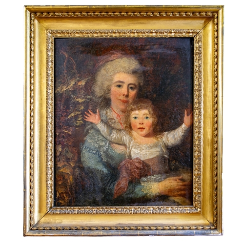 216 - English School18th centuryPortrait of a Mother and ChildOil on panelIn a period frameDimensions:(Fra... 