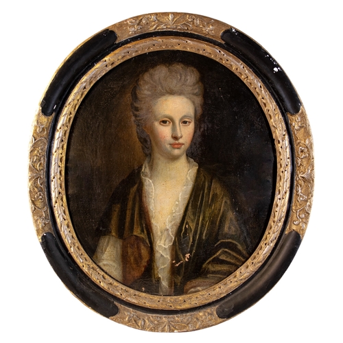 217 - Circle of Enoch Seeman (1689 - 1744)18th CenturyPortrait of a ladyOil on canvasIn carved and gilded ... 