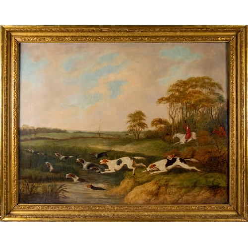 221 - Circle of Richard Barrett Davis (1782-1854)A Hunting SceneOil on canvasDimensions:(Frame) 33 in. (H)... 