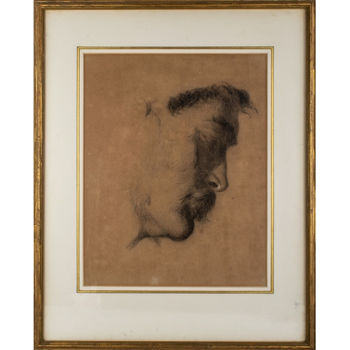 259 - William Etty (1787 - 1849)Profile study of a manBlack chalk heightened with white on paperDimensions... 