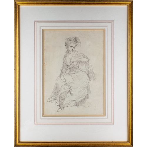 260 - John Mortimer (1741-1779)Portrait of a young ladyPen and ink on paperDimensions: (Frame) 19 in.... 