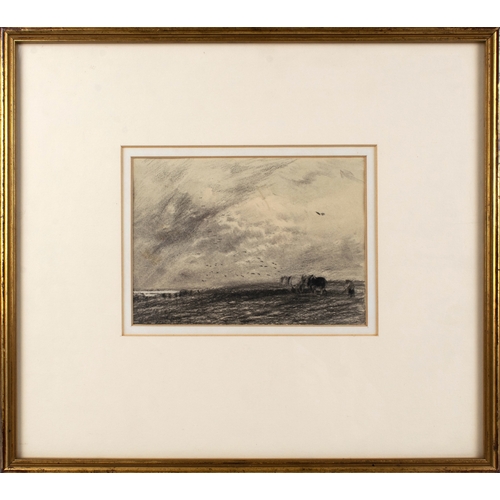 264 - Claude Hayes (1852-1922)PloughingPencil on paperSigned lower leftDimensions:(Framed) 12.5 in (H) x 1... 