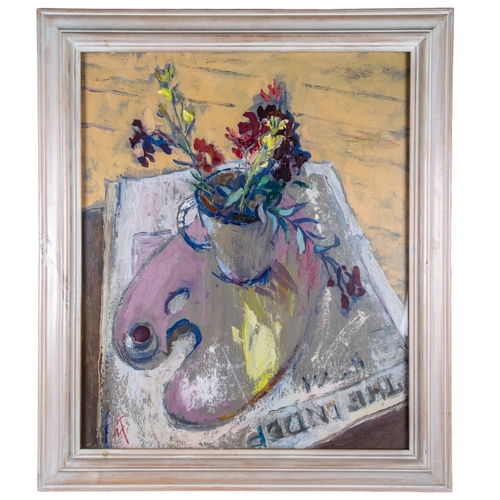 279 - Margaret Thomas (1916-2016), BritishStill Life and artist paletteOil on boardMonogrammed bottom left... 