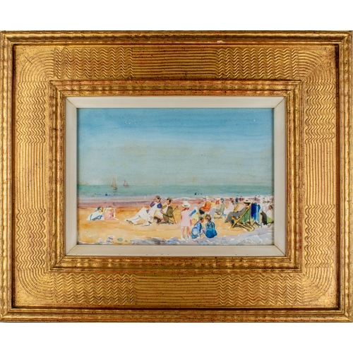 295 - Alfred John Billinghurst (1880-1965) Deck Chairs on a BeachWatercolour on paperSigned in pencil... 