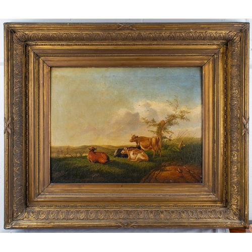 315 - Thomas Sidney Cooper CVO RA (1803 - 1902) A pastoral landscape with cattle  Oil on boardSi... 