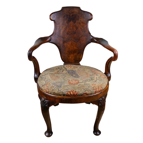 342 - George Ia shepherds crook arm chair, with needlepoint cushion Oak From the Gaia Servadio C... 