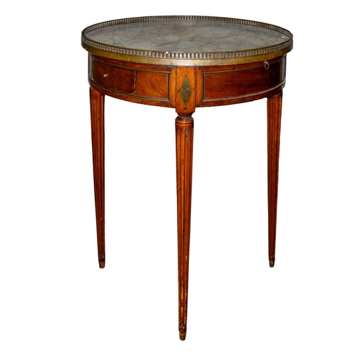 345 - French19th centuryBuillotte table, with marble top and brass inlayFrom the Gaia Servadio CollectionD... 