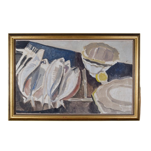 367 - Pilar Saltini (b. 1971)Still life with mackerel Oil on canvasFrom the Gaia Servadio CollectionD... 