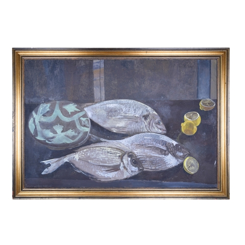 368 - Pilar Saltini (b. 1971)Still life with bream, 1998Oil on canvasFrom the Gaia Servadio Collectio... 