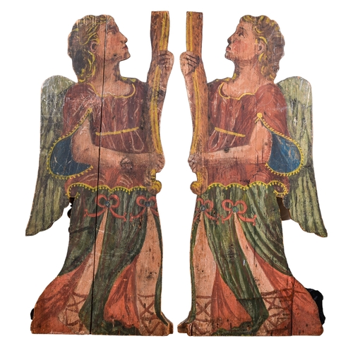 389 - Italian (?)18th CenturyA pair of painted angel silhouettesPerhaps from an altarDimensions:50 in. (H)... 