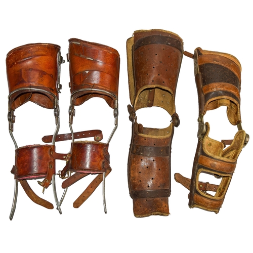 405 - British20th CenturyWW1Medical leg aidsShaped leather mounted to metal frameworkTo be sold without re... 