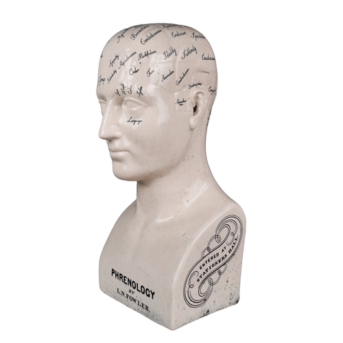 416 - BritishL. N. FowlerA phrenological ceramic bustFrom the Gaia Servadio CollectionDimensions:17 in. (H... 