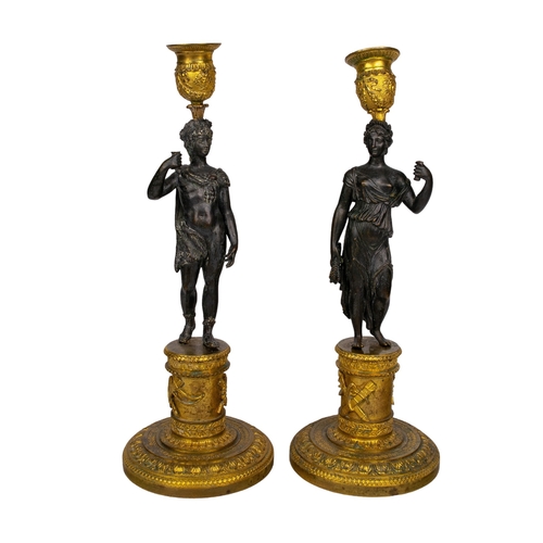 418 - FrenchCharles XHercules and Cersei bronze and ormolu candlesticksFrom the Gaia Servadio CollectionDi... 