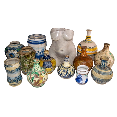 424 - Italian16th century and laterA group of majolica apothecary jars and other ceramics, to also include... 