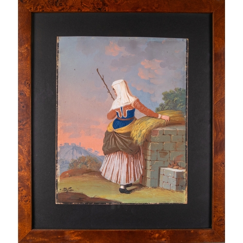 457 - Italian19th Century[a] A Pair of Neapolitan portraits of a lady in traditional Neapolitan dress[b] A... 