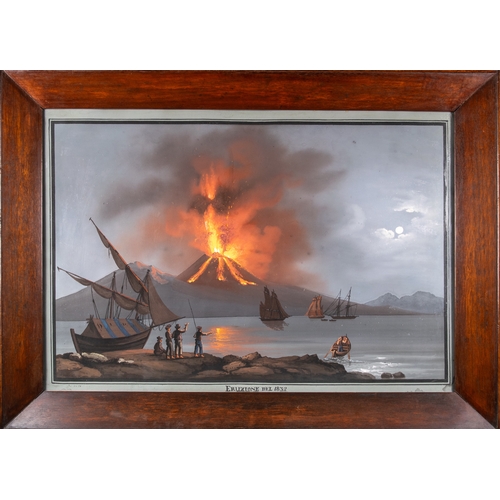 458 - Italian19th CenturyThree views of the Vesuvius One dated 22 March 1828Gouache on paperDimensions:[a]... 