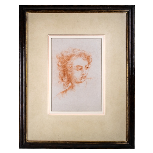 468 - ItalianCirca 1760-1800A female head studySanguine chalk on paperDimensions:(Frame) 17.5 in. (H) x 22... 