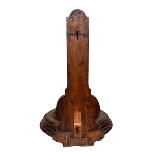 489 - BritishAntiqueA mahogany wall bracket, together with an inlaid marquetry tray with decorative brass ... 