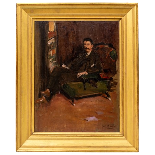 240A - Alexander Garden Sinclair (1859 - 1930)A gentleman smokingOil on canvasSigned lower rightDimensions:... 