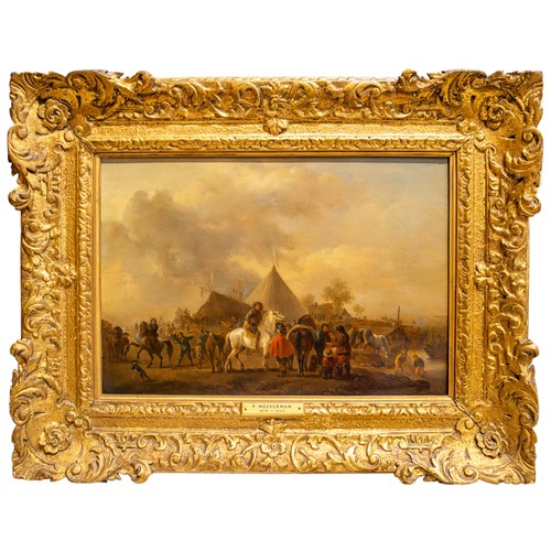 211A - Manner of Philips Wouwerman (1619 - 1668)An encampment scene with figures on horsebackOil on cradled... 