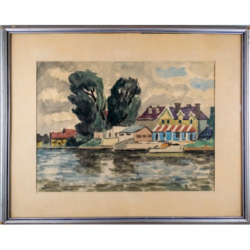 474 - Władysław Królikiewicz (Polish, 1898-1976)View of the Thames, 1957 Watercolour on paperSigned and da... 