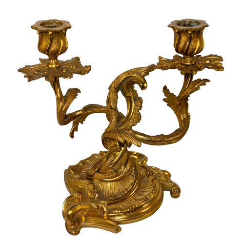 483 - Italian19th/20th CenturyAn ormolu two light candelabraDimensions:8 in. (H) x 8 in. (W)... 