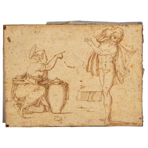 251 - ItalianTwo figures, depicting a female saint with water jug (?) and a cloaked nude male figure carry... 