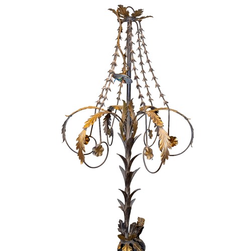 487 - Continental20th CenturyA chandelier and a pair of wall lights with foliate designTo be sold without ... 