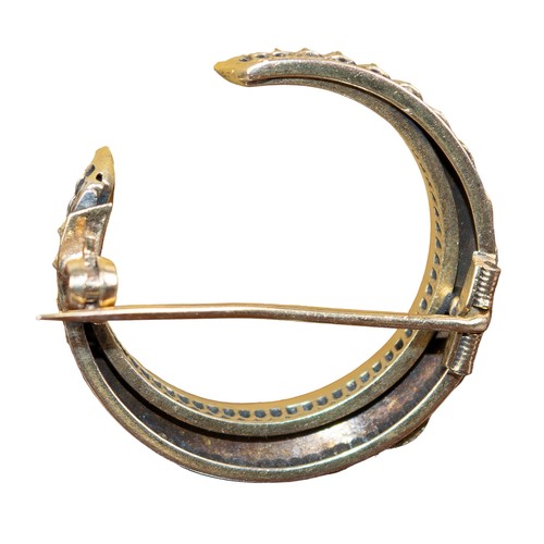 27A - Late 19th CenturyA split pearl and gold crescent broochComprising 26 graduated pearls in cut-down se... 