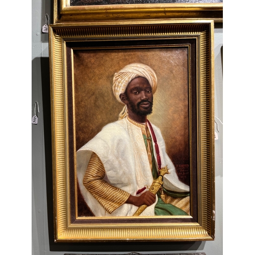 179 - Paul Albert Girard (1839 - 1920), FrenchA portrait of a West African dignitaryOil on canvasSigned an... 