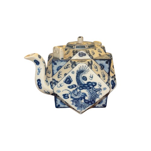 398 - Asian19th CenturyA Chinese export teapotOf unusual geometric design From the Gaia Servadio Collectio... 