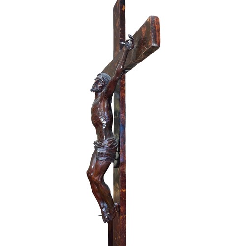 442 - Spanish Colonial/Hispano Flemish17th CenturyA large crucifixThe carved Christ figure with a memento ... 