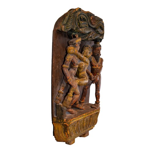 510 - IndianMid-19th CenturyAn erotic carving relating to the Khajuraho Templescarved hard wood with origi... 