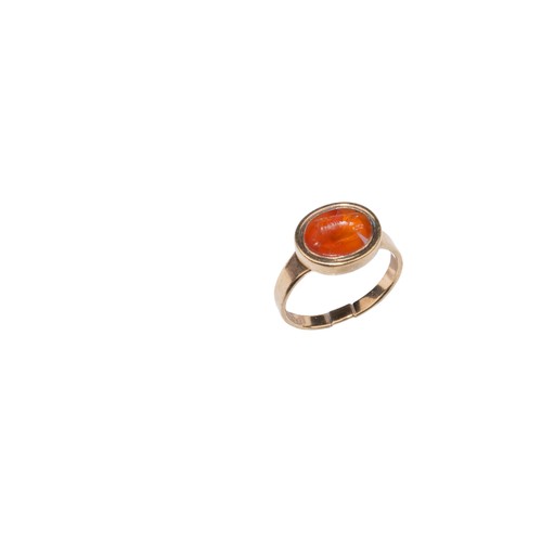 57 - EuropeanEarly 19th CenturyA carnelian intaglio boar ringMounted in yellow gold Ring size:L 1/2... 