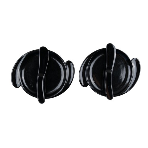 693 - Elsa Peretti for TiffanyCirca 1970A pair of black onyx butter dishes and knivesWith their original T... 