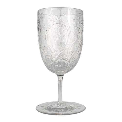 687 - Stevens and WilliamsCirca 1900A set of six wine glassesWith bird and floral motifsIncludes a Sotheby... 