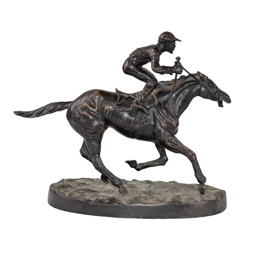 304 - FrenchEarly 20th CenturyHorse and JockeyBronzeInscribed 'Mene' to baseDimensions:9 in. (H) x 11 in. ... 