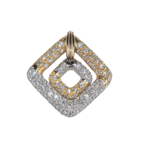 1 - ContinentalCirca 1980A pavé set diamond two row flexible pendant mounted in white and yellow ... 