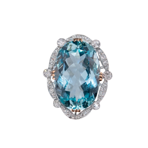 4 - ContinentalCirca 1970A fine aquamarine and diamond ringThe oval mixed cut aquamarine weighing approx... 