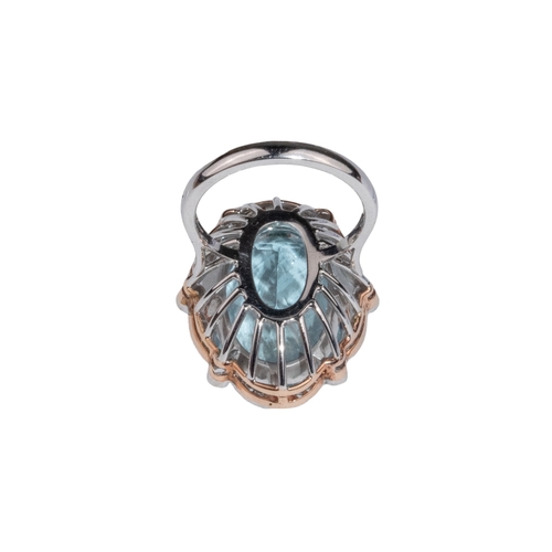 4 - ContinentalCirca 1970A fine aquamarine and diamond ringThe oval mixed cut aquamarine weighing approx... 