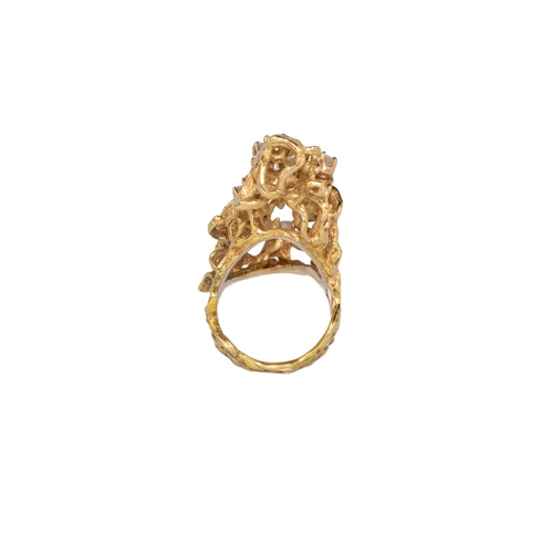 13 - ContinentalCirca 1970A naturalistic yellow gold and diamond dress ring The root-style naturalistic t... 