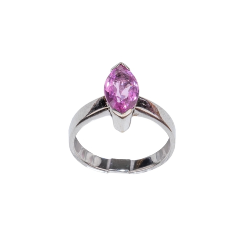 20 - ContinentalContemporaryA pink sapphire single stone ringThe marquise mixed cut pink sapphire weighin... 