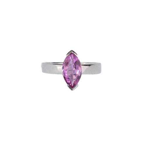 20 - ContinentalContemporaryA pink sapphire single stone ringThe marquise mixed cut pink sapphire weighin... 