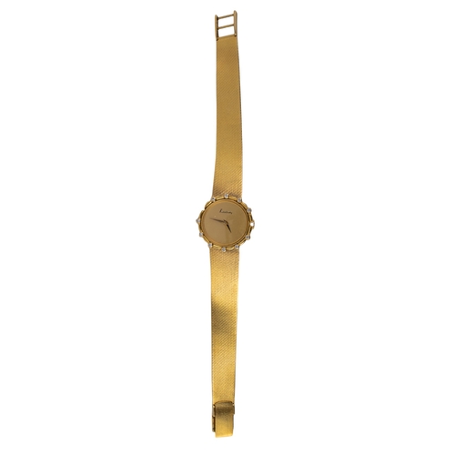 23 - KutchinskyCirca 1980A lady's 18 carat yellow gold and diamond wristwatchOn a milanese integral 18 ca... 