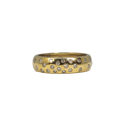 25 - BritishCirca 1980A yellow gold and diamond set band ringWeight: Approx. 2.86 gramsRing size: L... 