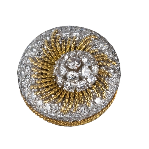 35 - ContinentalCirca 1970A very fine and impressive yellow gold and pavé set diamond ringThe larg... 